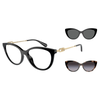 EMPORIO ARMANI EA 4213U 5017/1W 53 Women Optical with Clip-On Sunglass Shiny Black