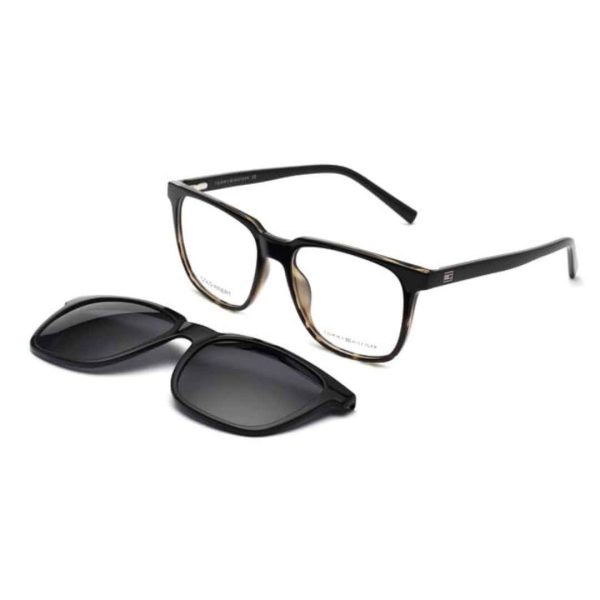 TOMMY HILFIGER TH 1080 C4 Men Optical with Clip-On Sunglass Green Tortoise